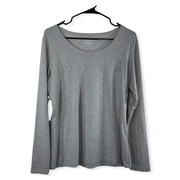 32 Degrees Tops - 32 Degrees Heat Women's Light Heather Gray Long Sleeve Scoop Neck Tee Size XL